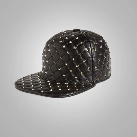 Women’s Studded Leather Baseball Cap - Trendy & Edgy