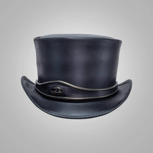 Women’s Black Leather Top Eye Hat - Stylish & Unique
