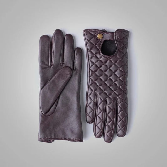 Women's Berry Lambskin Genuine Leather Driving Gloves – Luxurious & Comfortable