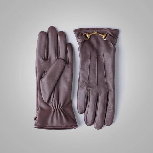 Women's Brown Lambskin Leather Gloves – Elegant & Soft