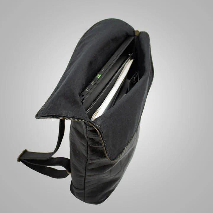 Men’s Stylish Black Leather Backpack