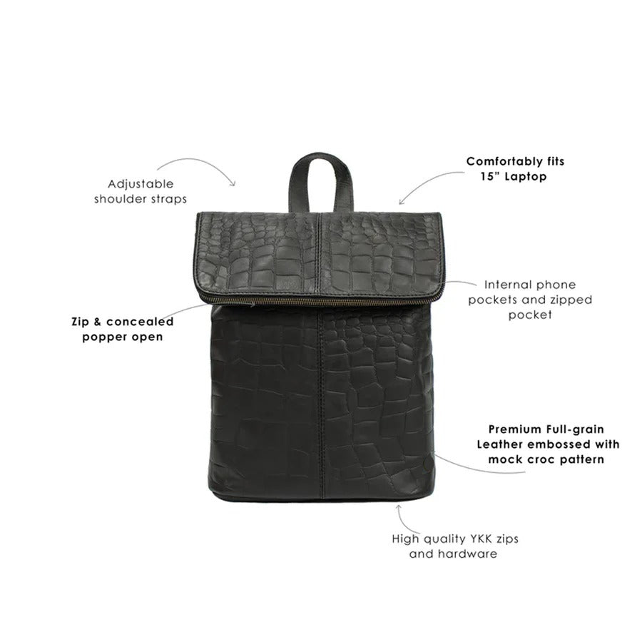 Men’s Stylish Black Leather Backpack