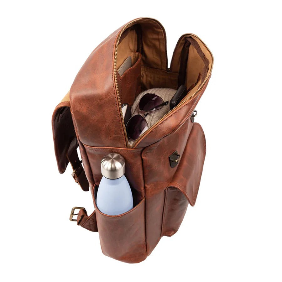 Men’s Brown Lambskin Leather Backpack