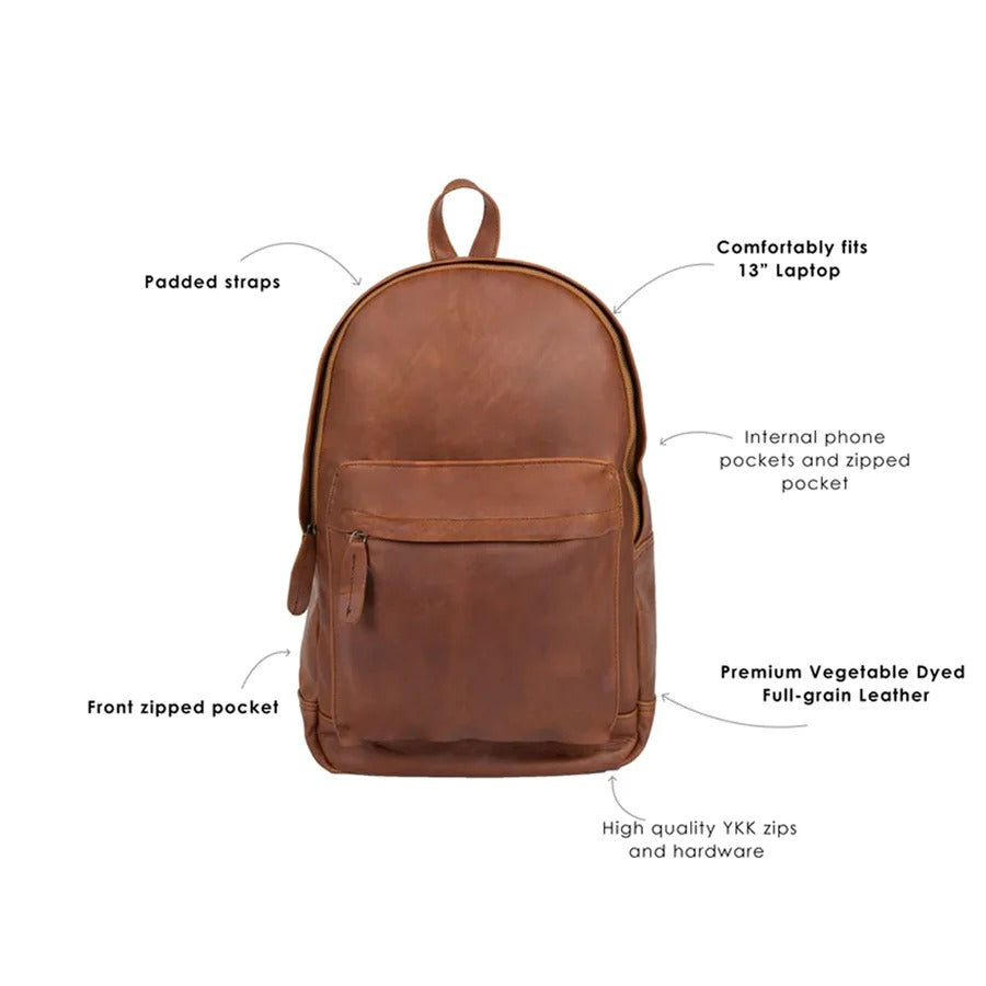 Men’s Classic Brown Leather Backpack