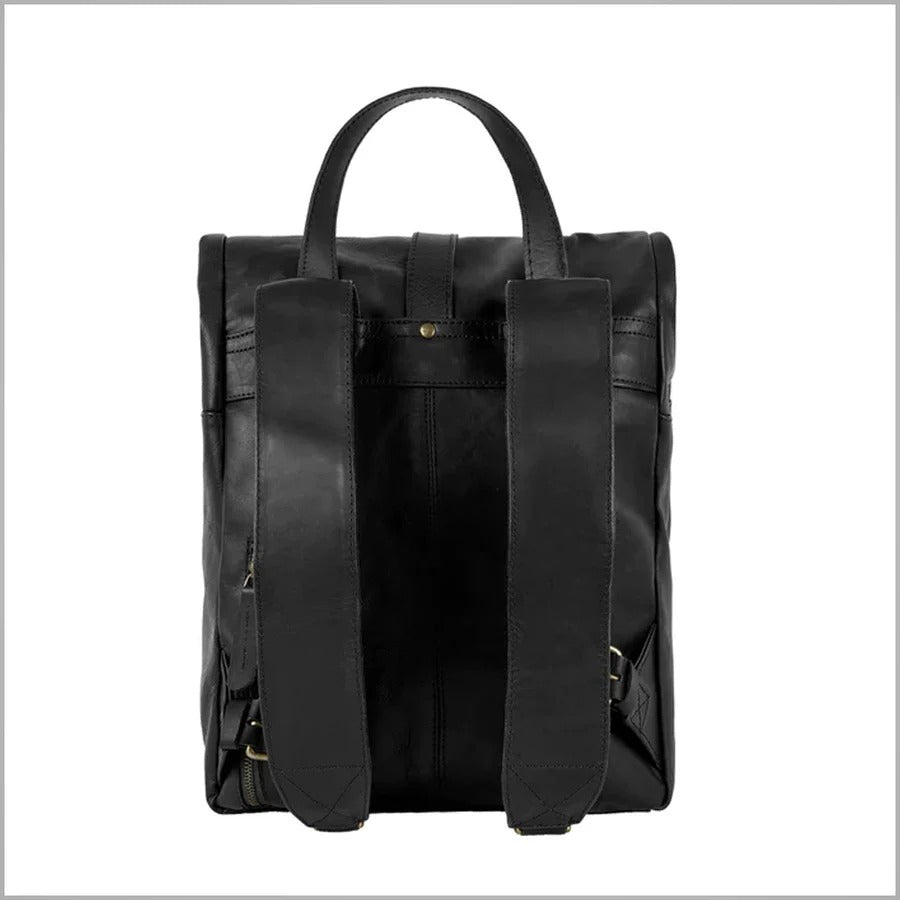 Premium Black Genuine Leather Backpack