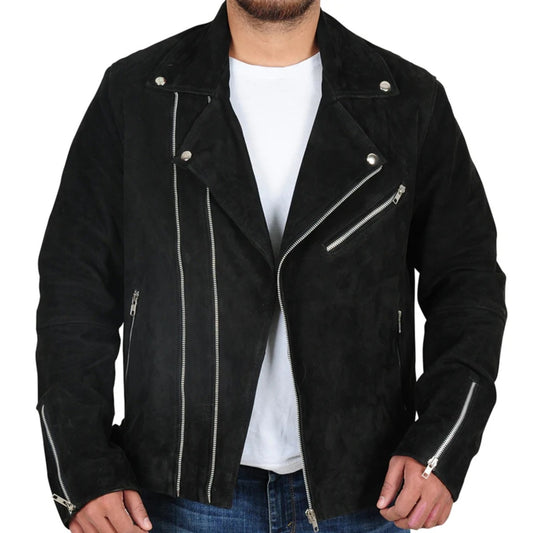 Men's Black Suede Biker Jacket – Stylish and Rugged