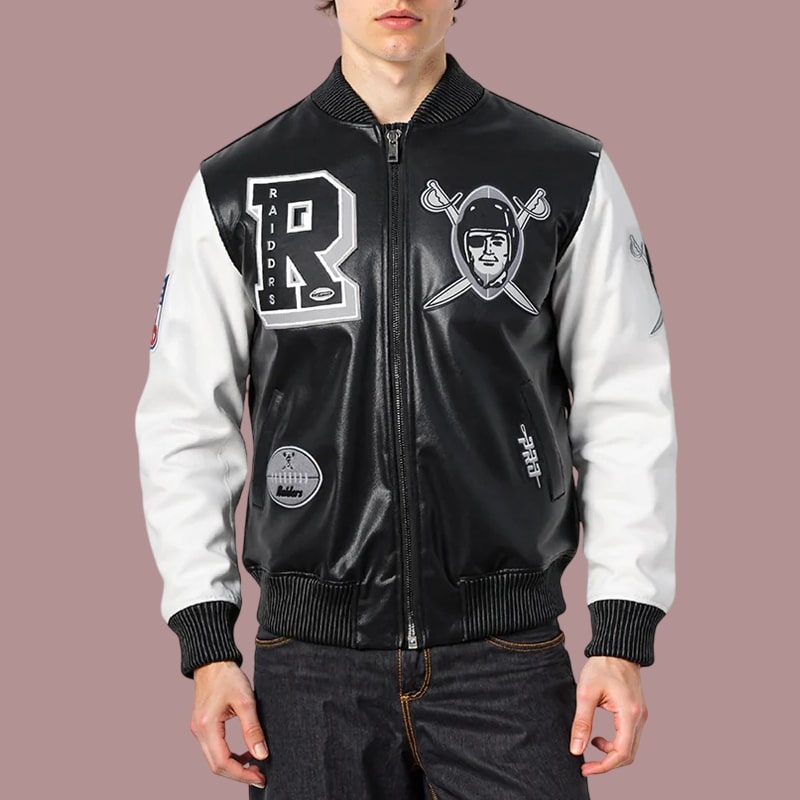 Las Vegas Raiders Black Varsity Leather Jacket