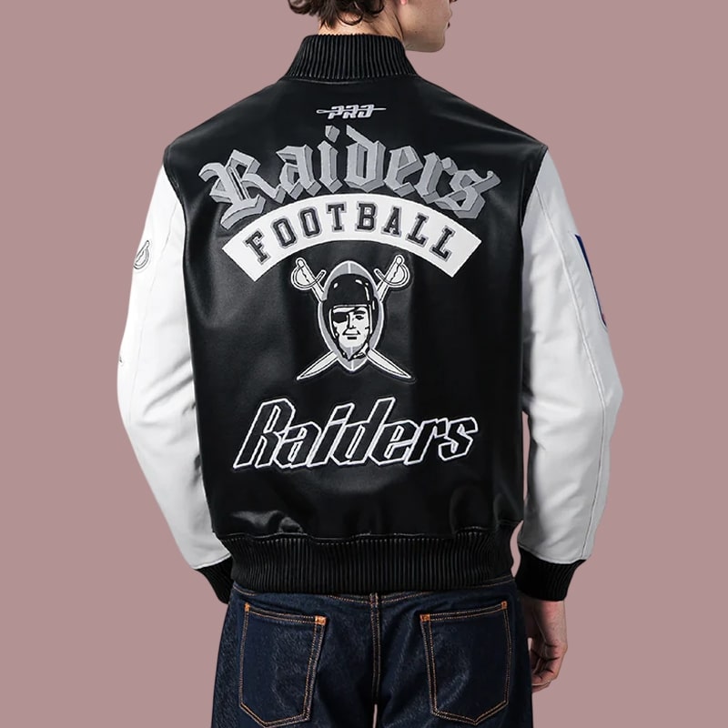 Las Vegas Raiders Black Varsity Leather Jacket