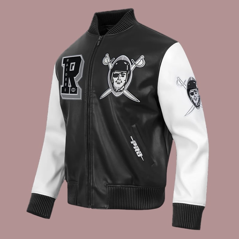 Las Vegas Raiders Black Varsity Leather Jacket