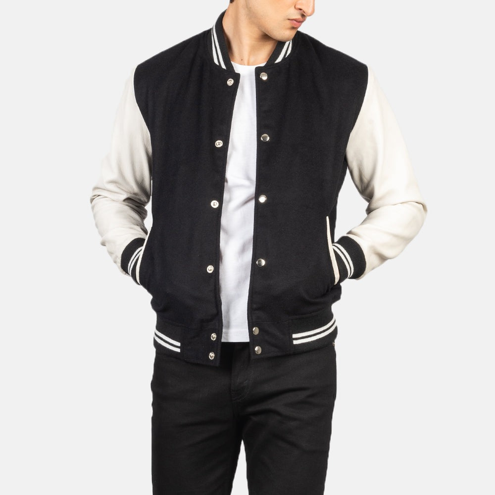 Men’s Black and White Varsity Jacket