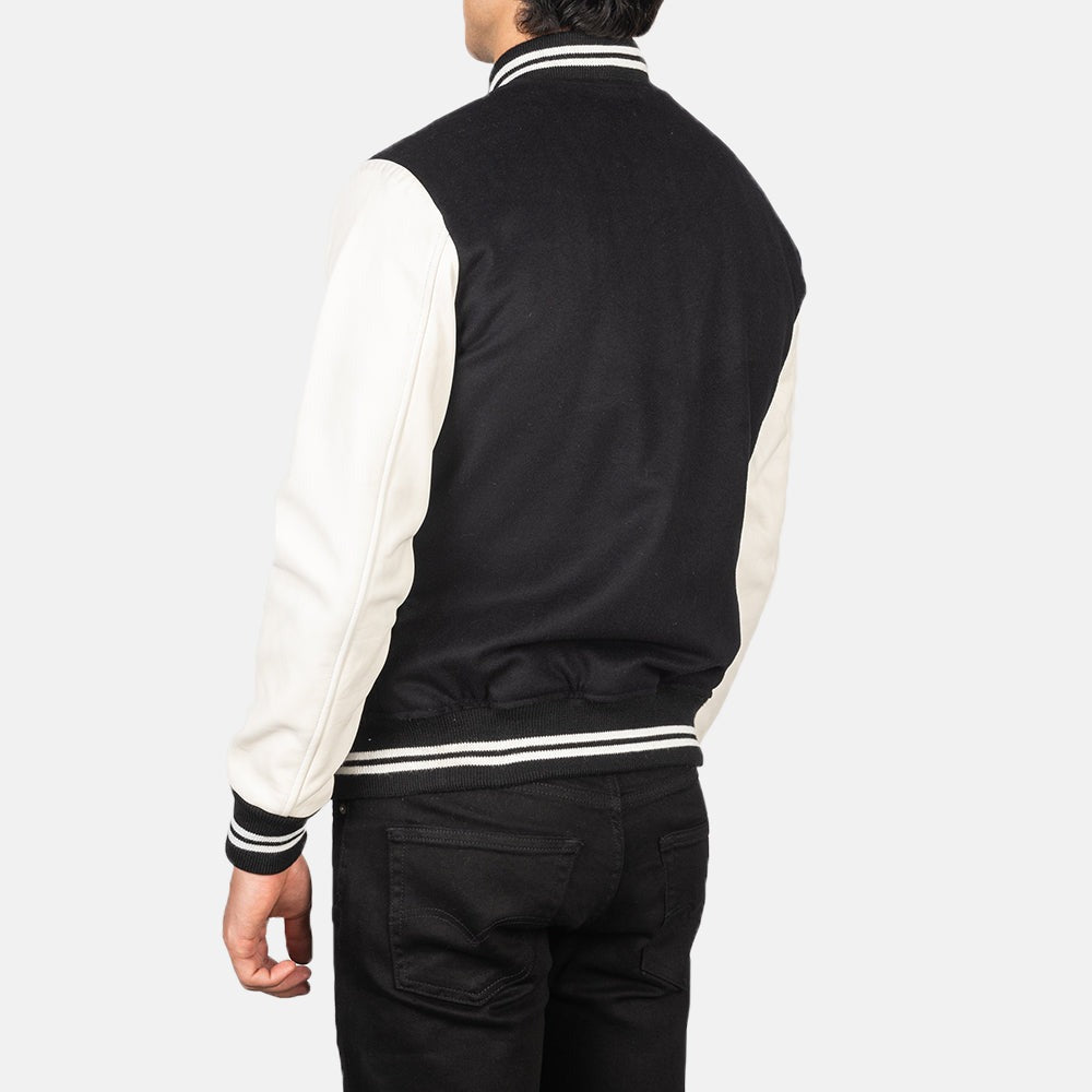 Men’s Black and White Varsity Jacket