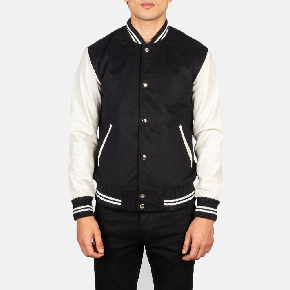 Men’s Black and White Varsity Jacket