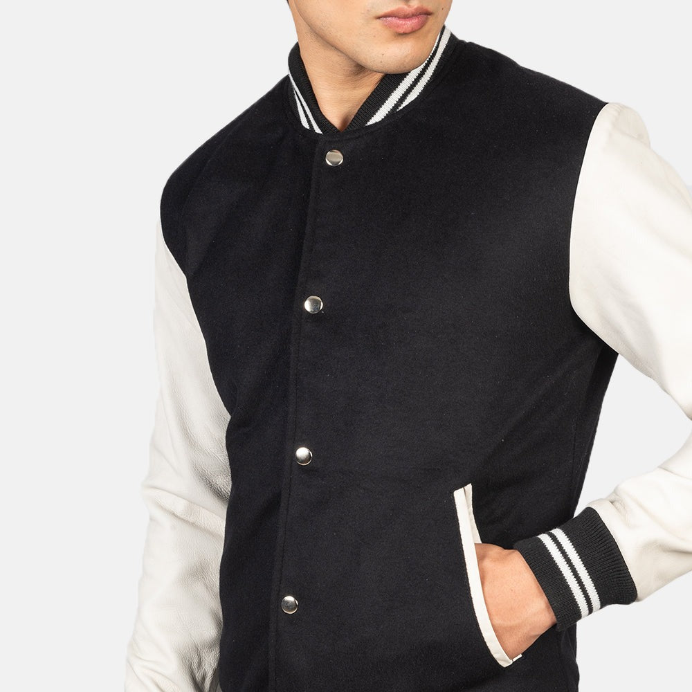 Men’s Black and White Varsity Jacket