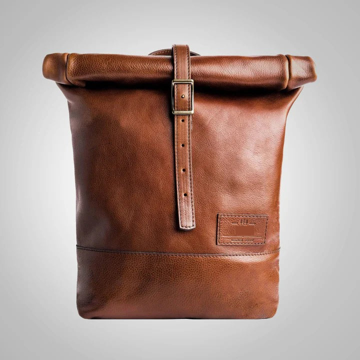 Men’s Brown Durable Leather Backpack