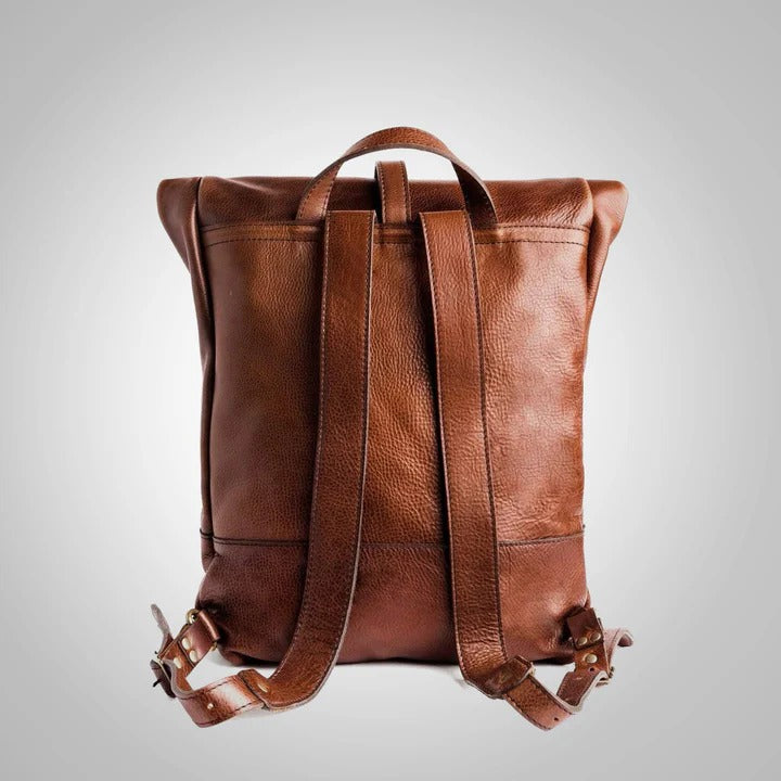 Men’s Brown Durable Leather Backpack