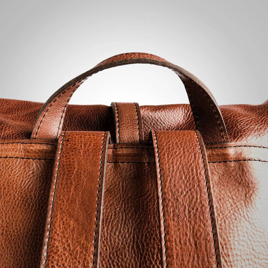 Men’s Brown Durable Leather Backpack
