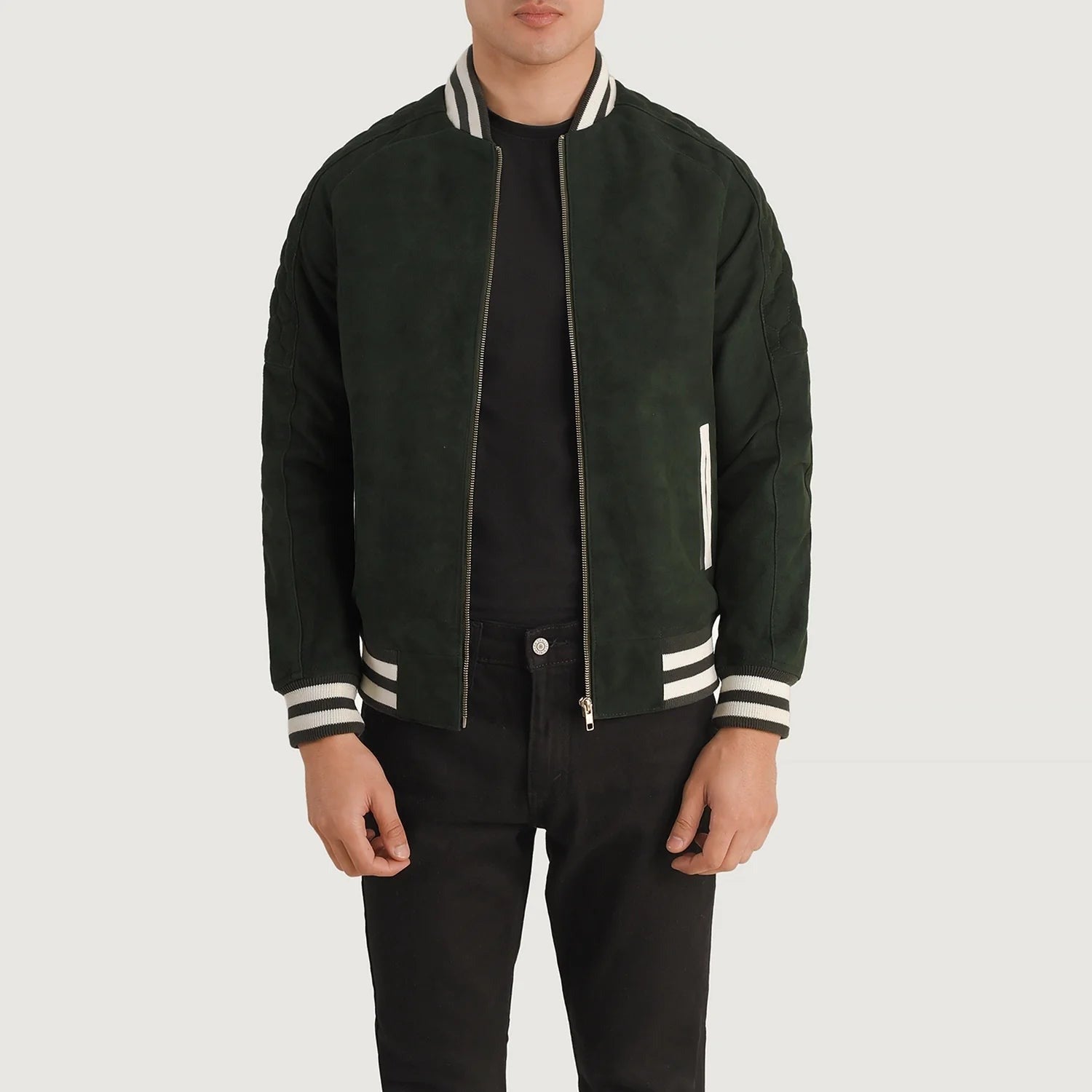 Men’s Green Suede Varsity Jacket