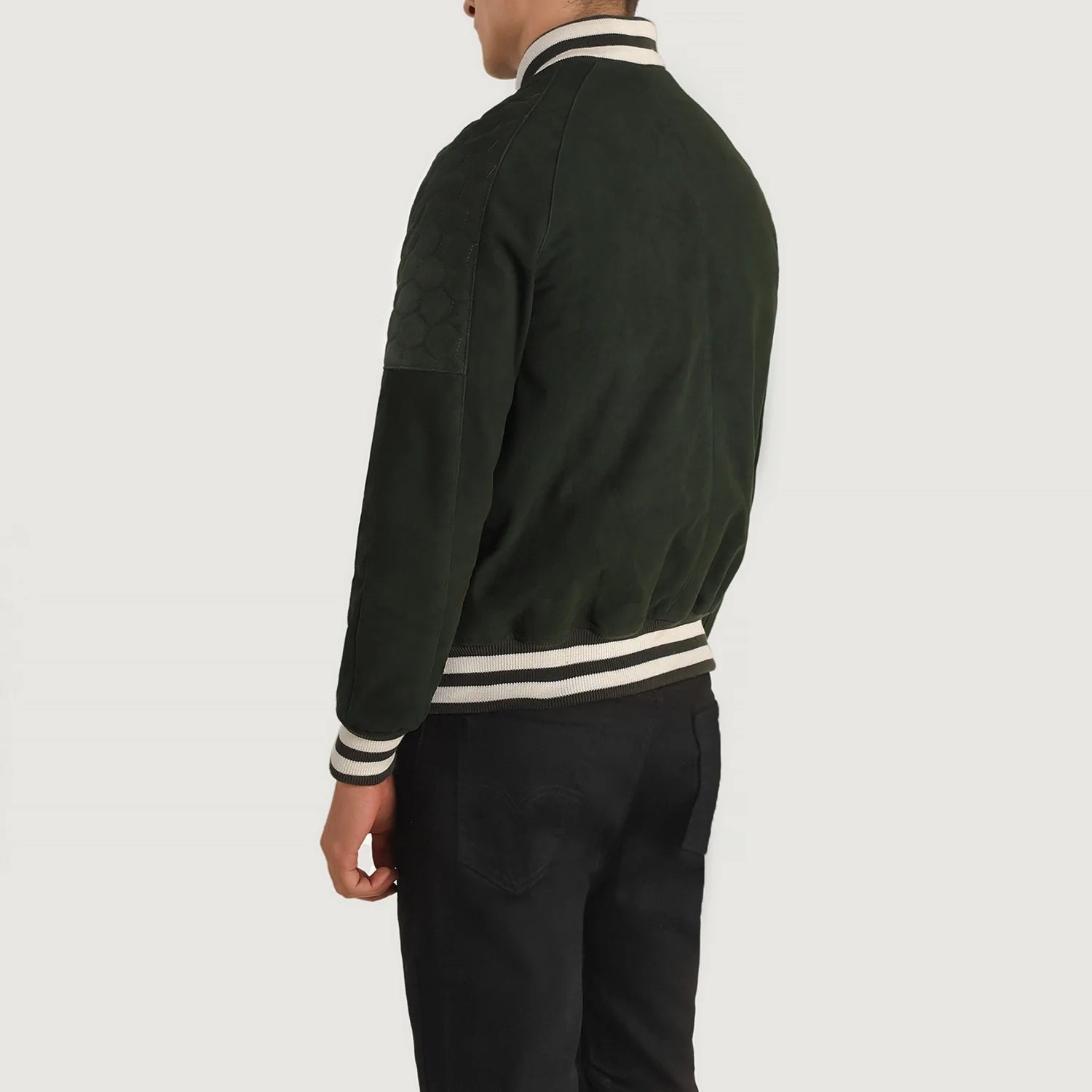 Men’s Green Suede Varsity Jacket