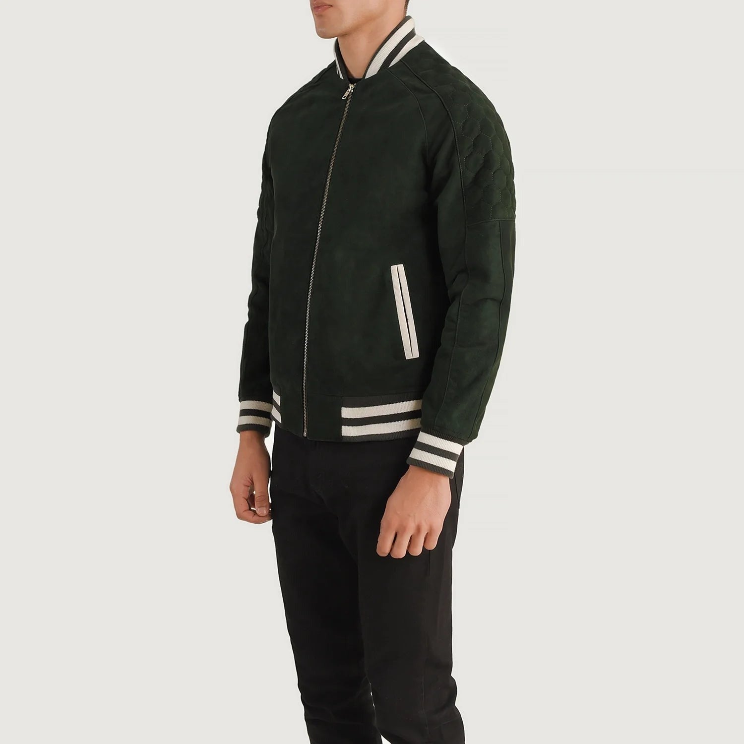 Men’s Green Suede Varsity Jacket