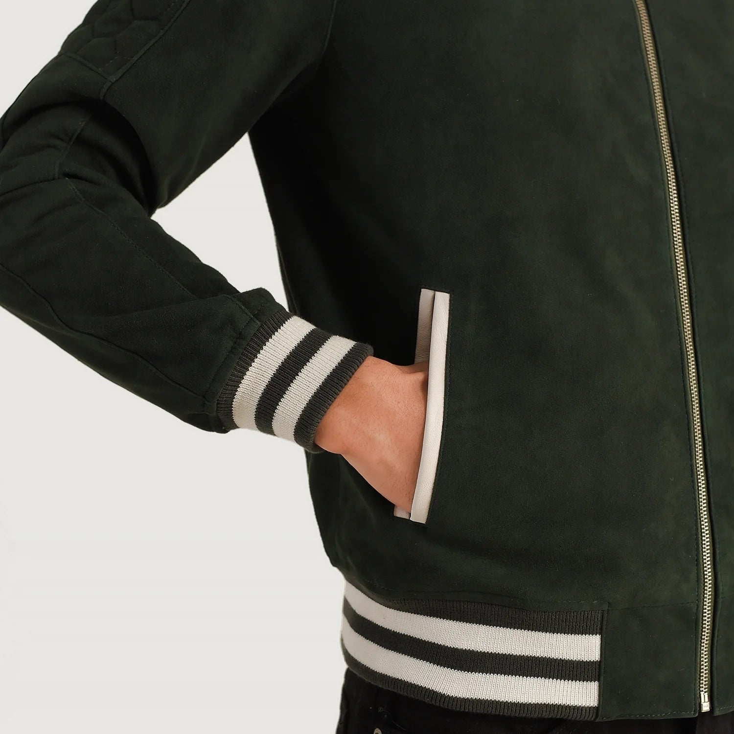 Men’s Green Suede Varsity Jacket