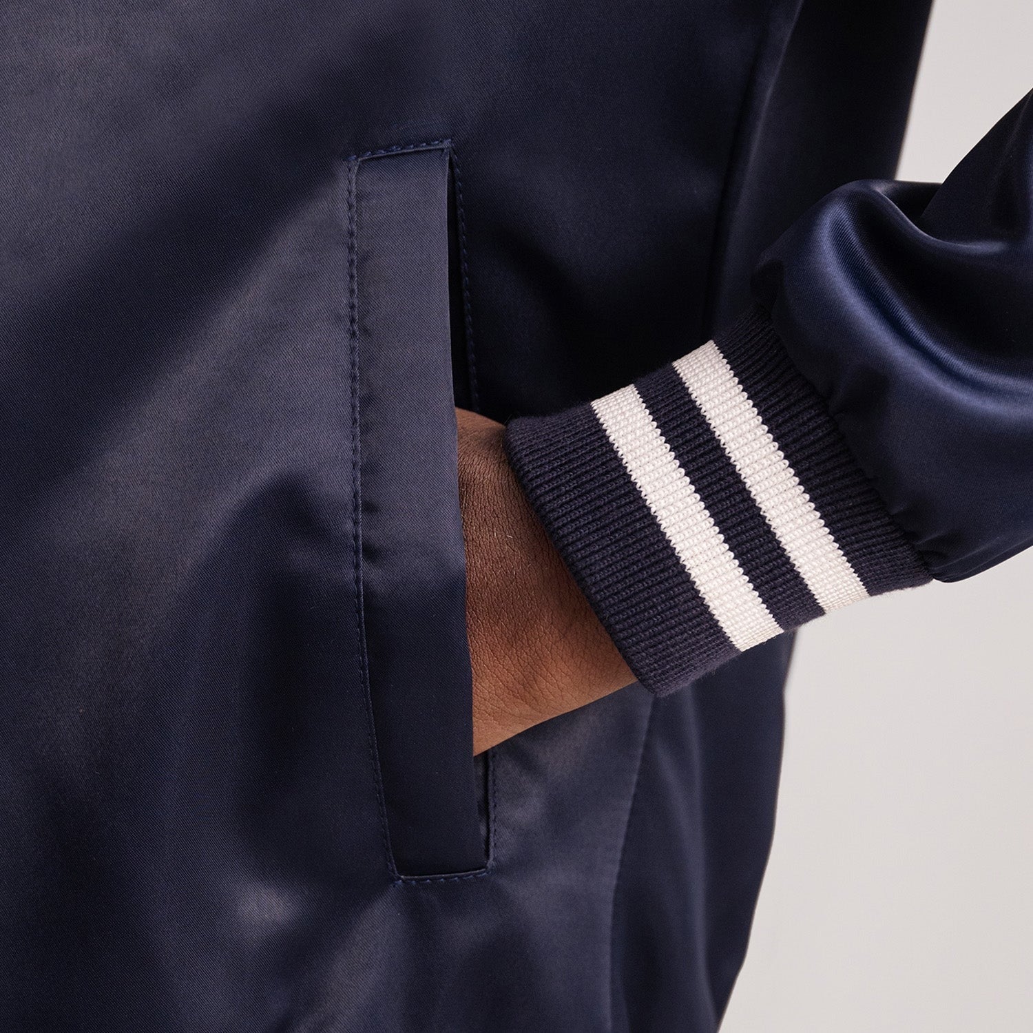 Men’s Stylish Blue Satin Varsity Jacket