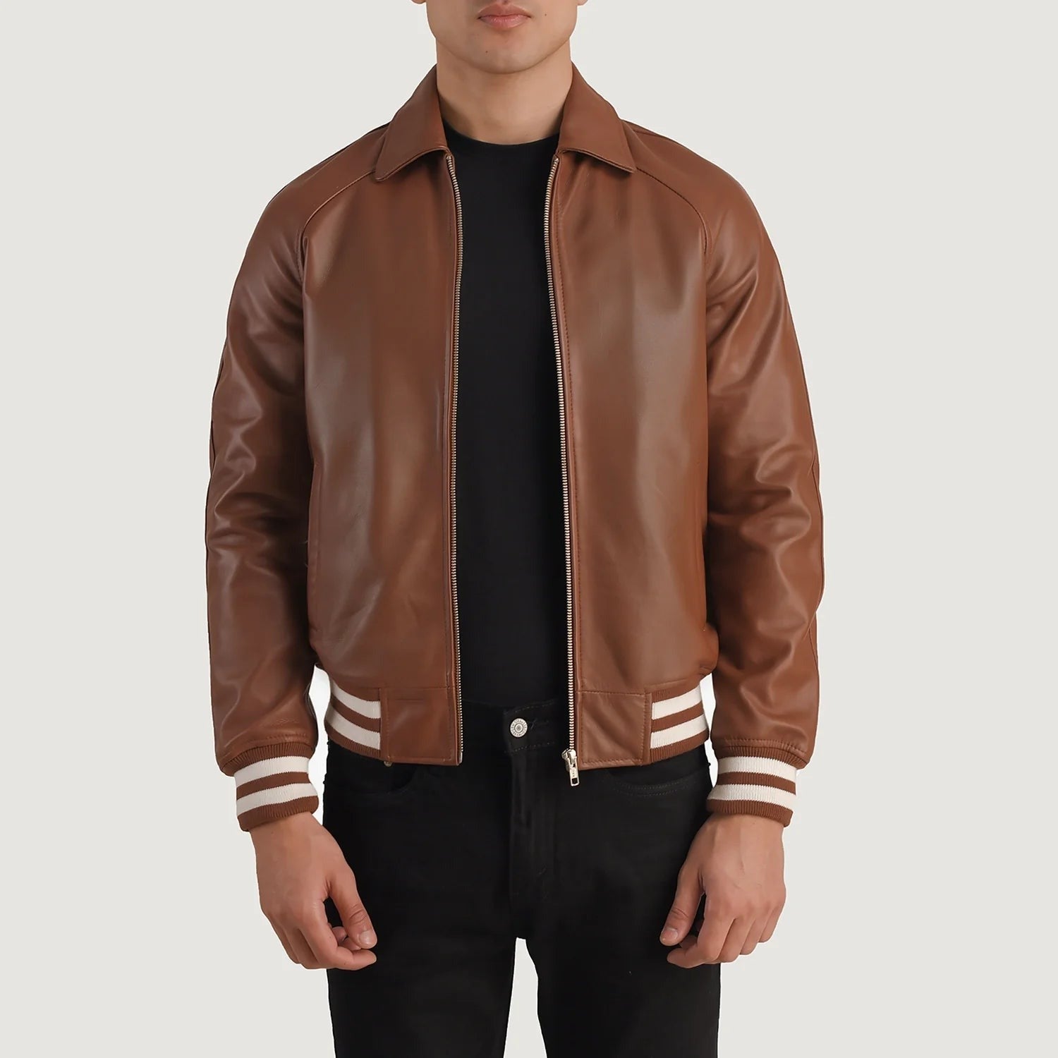 Men’s Trendy Brown Leather Varsity Jacket