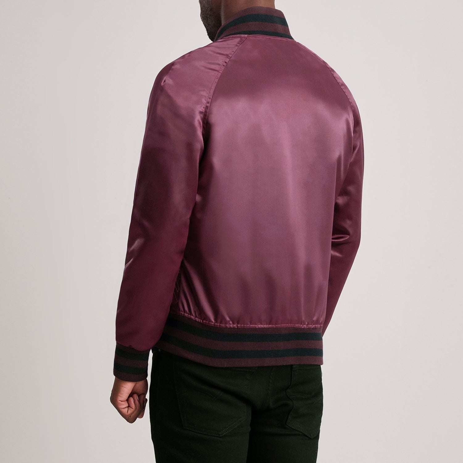 Men’s Trendy Maroon Satin Varsity Jacket