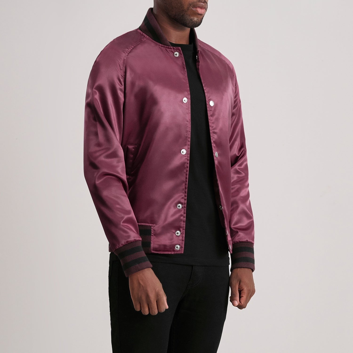 Men’s Trendy Maroon Satin Varsity Jacket