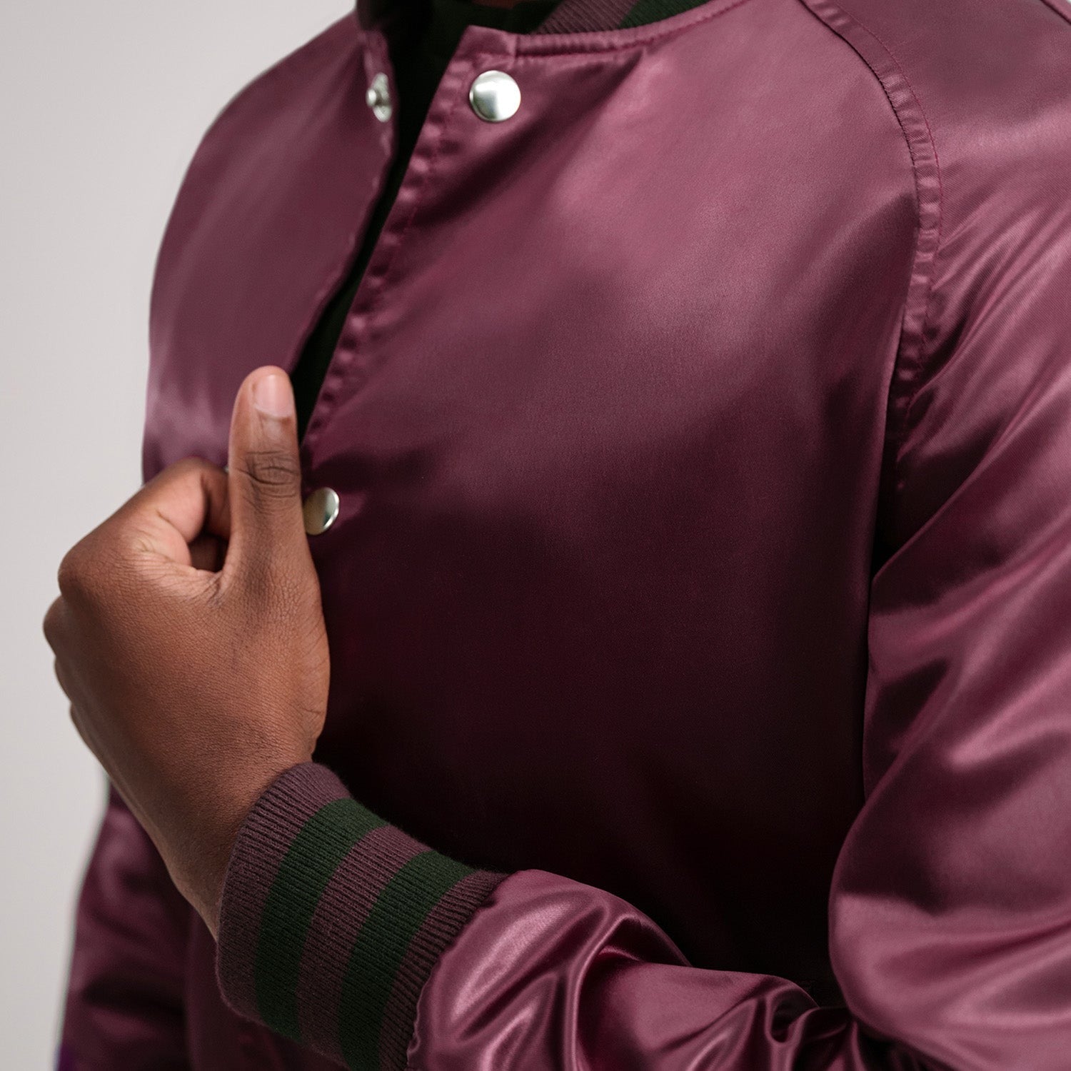 Men’s Trendy Maroon Satin Varsity Jacket