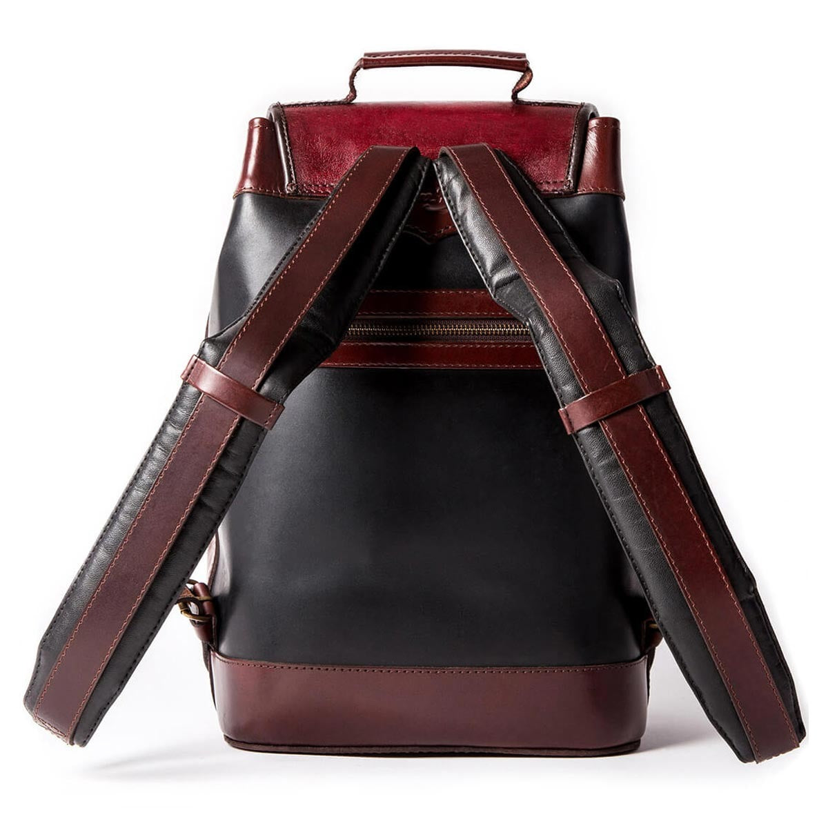 Men’s Black & Maroon Leather Backpack – Stylish and Functional