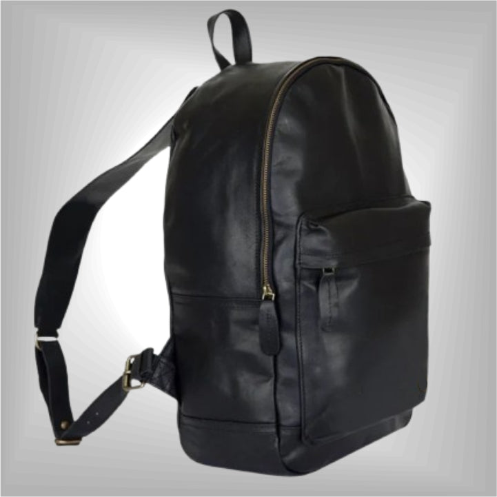 Men’s Black Leather Classic Backpack