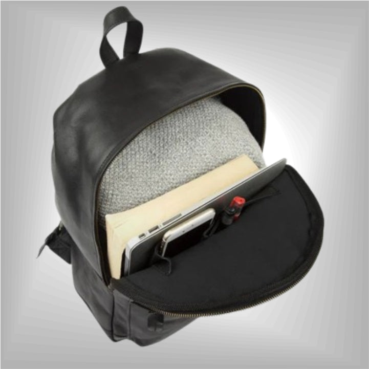 Men’s Black Leather Classic Backpack