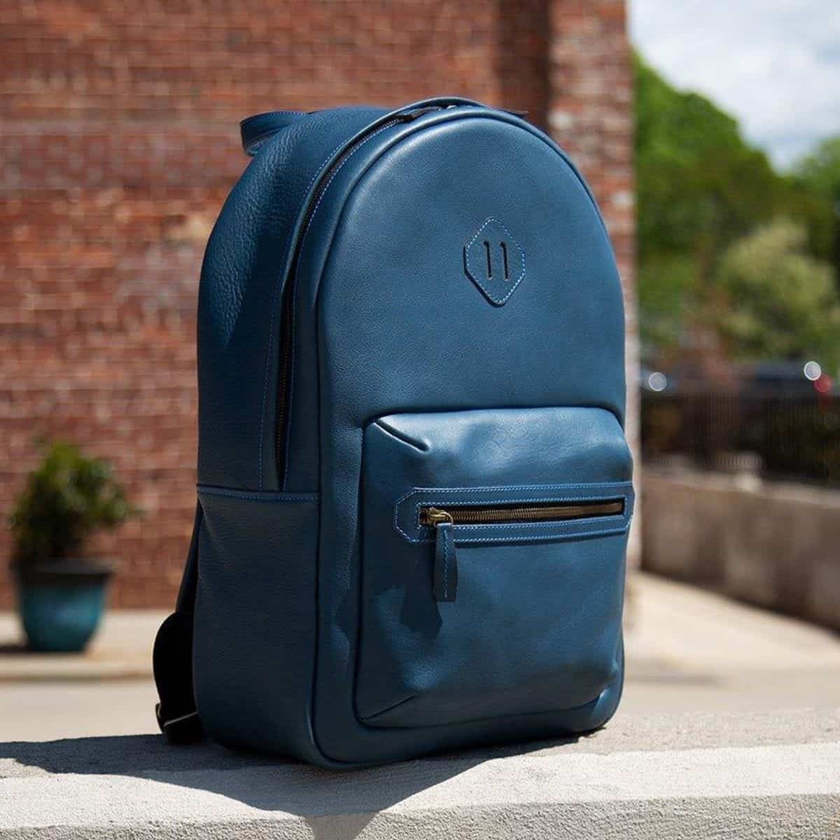 Men’s Handmade Blue Genuine Leather Backpack – Stylish & Durable