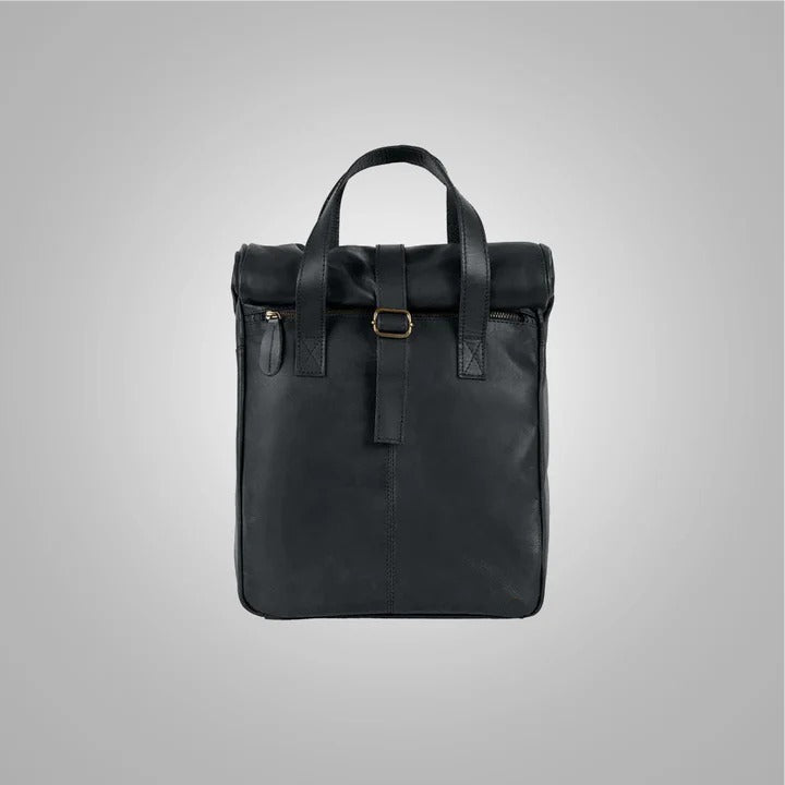Premium Black Genuine Leather Backpack