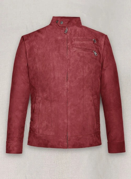 Men's French Red Suede Leather Jacket – Bold & Elegant
