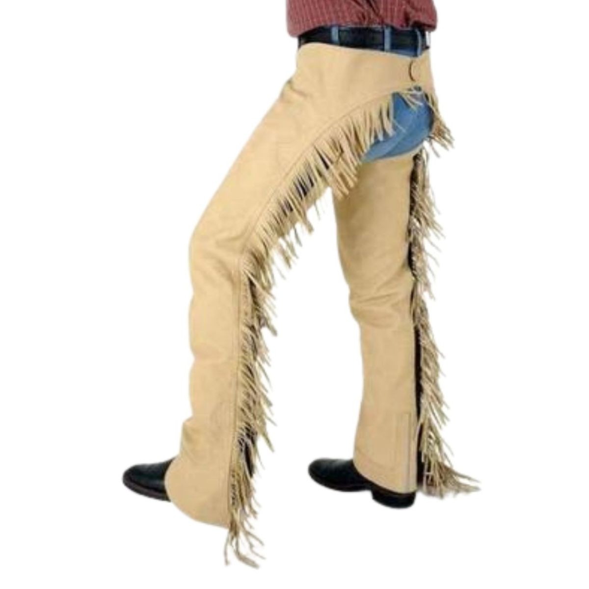 Men’s Beige Cowboy Leather Chaps – Classic Western Style Gear
