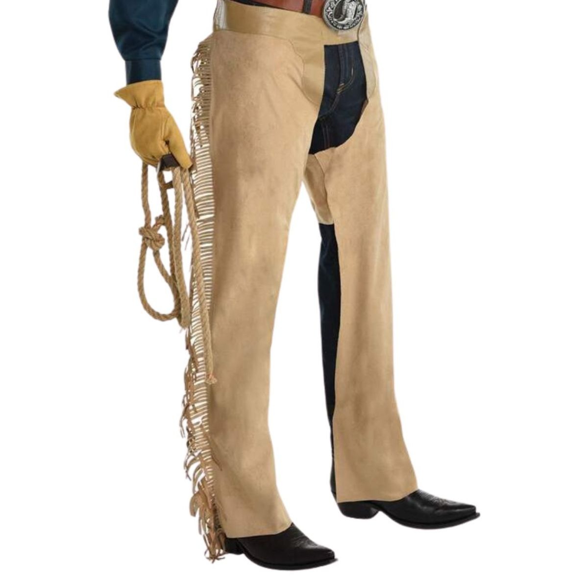 Men’s Beige Cowboy Leather Chaps – Classic Western Style Gear