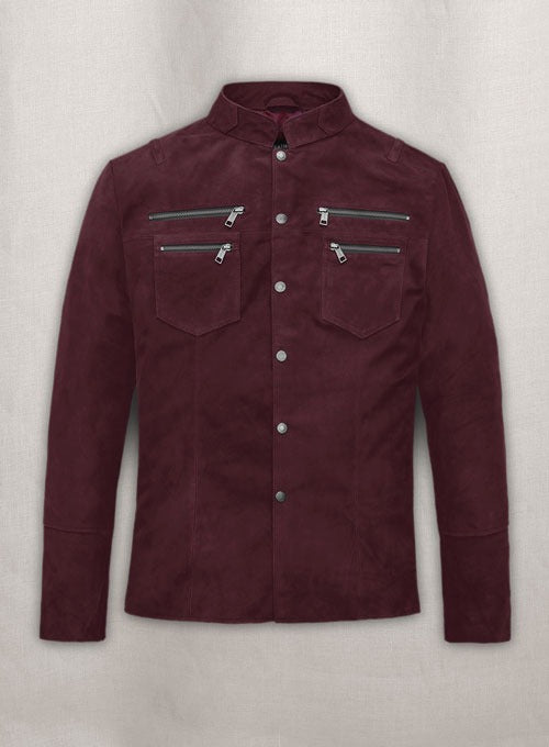 Men's Maroon Suede Leather Jacket – Timeless & Stylish