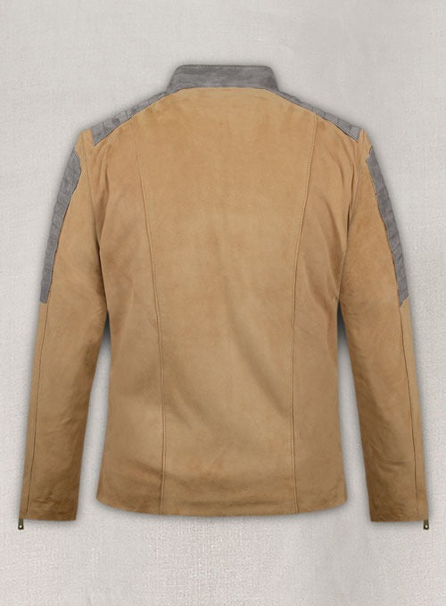 Men's Stylish Beige Suede Leather Jacket – Elegant & Contemporary