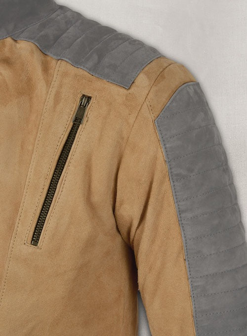 Men's Stylish Beige Suede Leather Jacket – Elegant & Contemporary