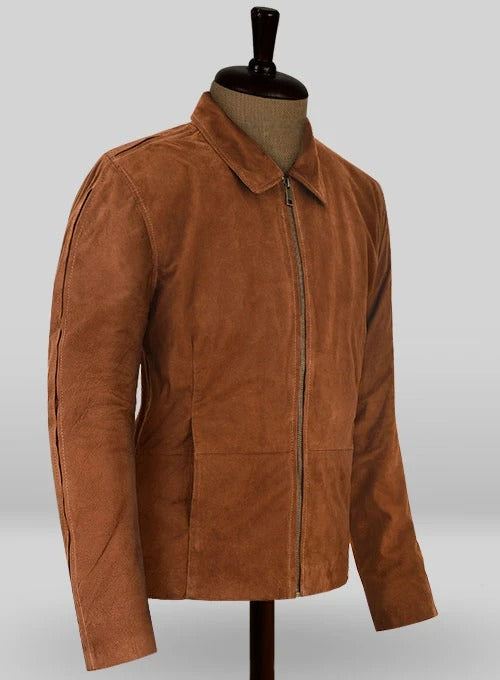 Men's Soft Tan Brown Suede Leather Jacket – Sleek & Comfortable