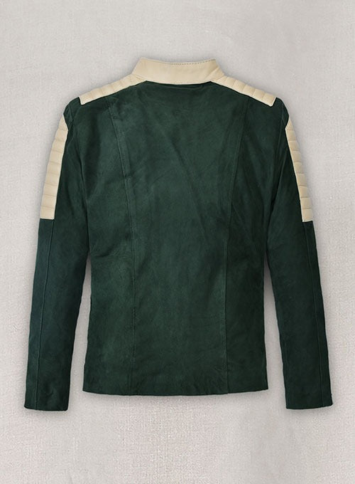 Men's Timber Green Suede Leather Jacket – Bold & Stylish