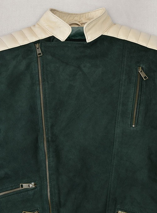 Men's Timber Green Suede Leather Jacket – Bold & Stylish