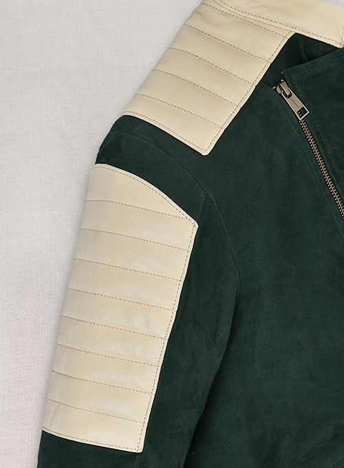 Men's Timber Green Suede Leather Jacket – Bold & Stylish