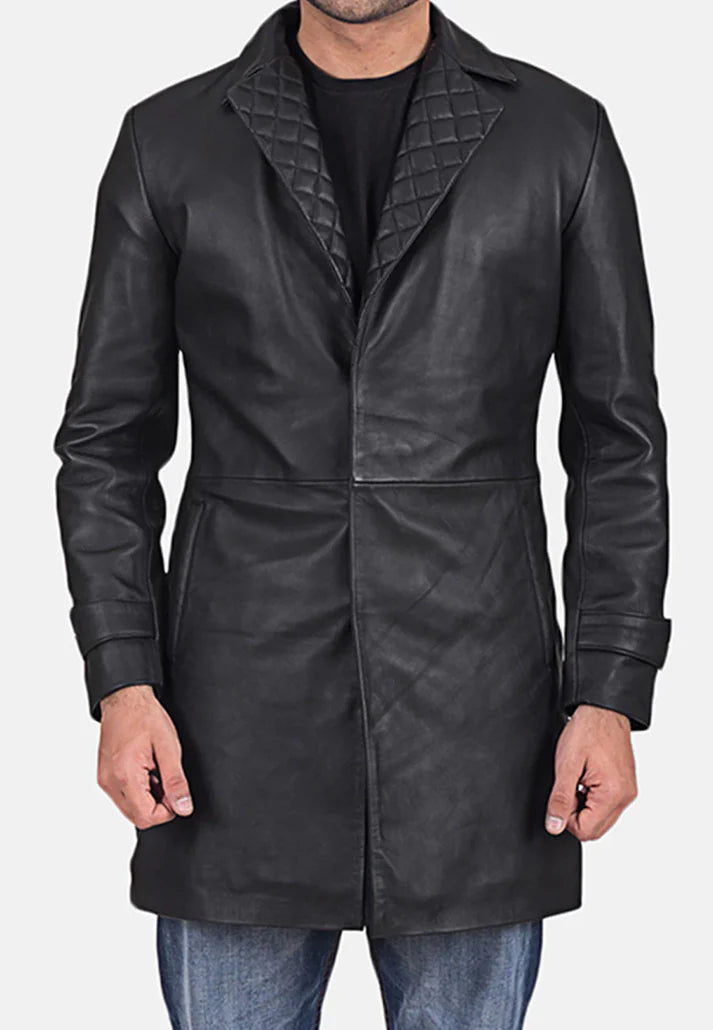 What are feature of men's leather coat