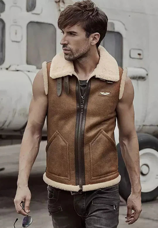 What are feature of Men's Shearling Vest