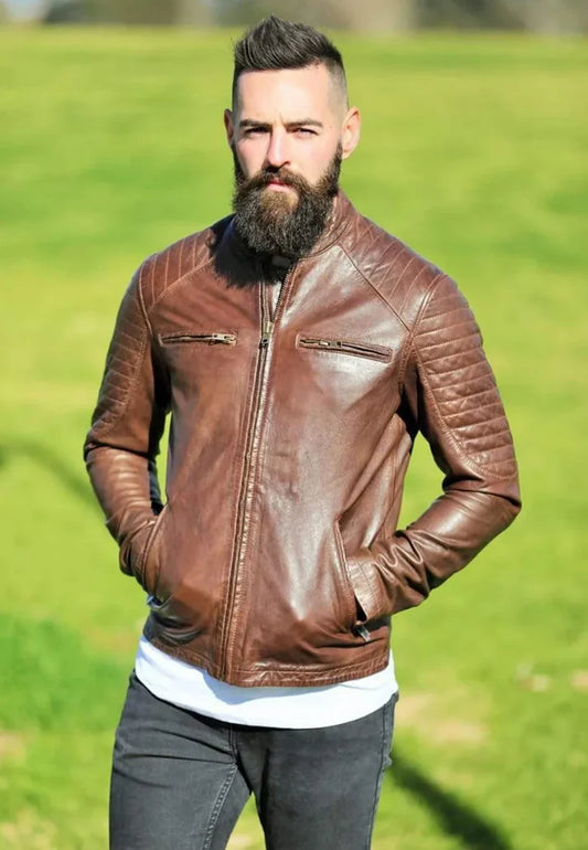 What are the feature of men's leather jacket