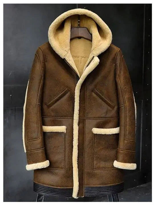 What are feature of Men's Shearling Long coat