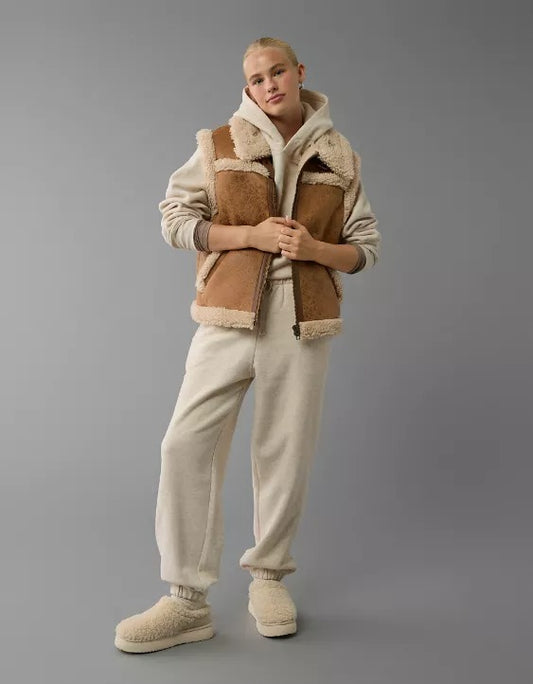 Sophisticated Brown Shearling Vest for Women