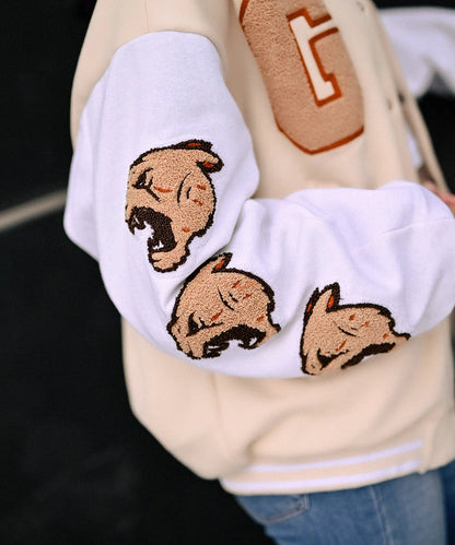 Women's Beige Varsity Jacket